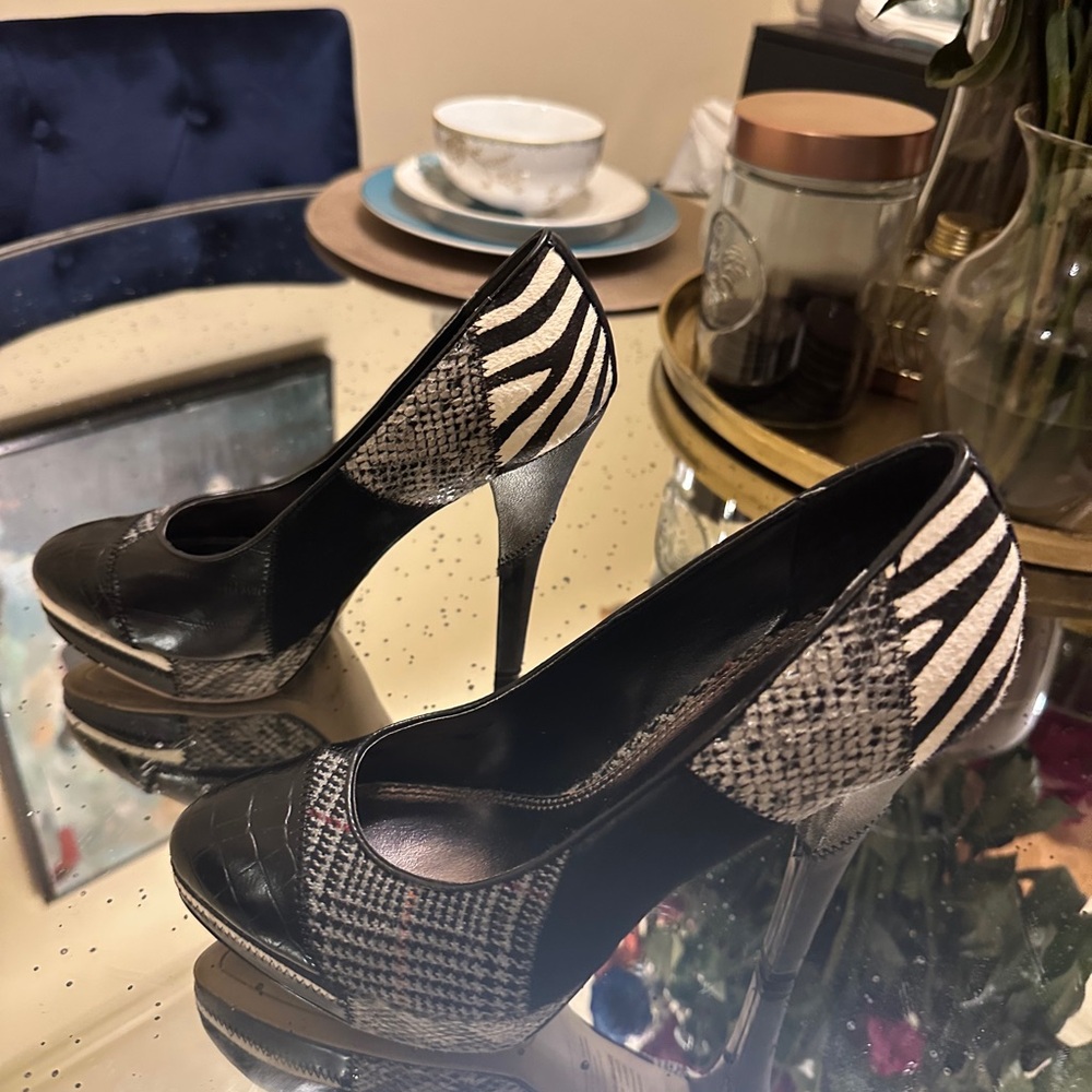 Bakers Black and White Statement Platform Heels